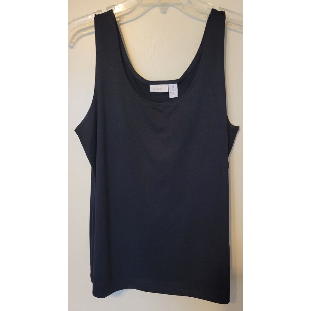 Chico's Travelers Plus Sz 2 Black Popover Tank Top Shirt Nylon & Spandex